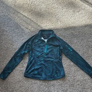 Women's Warm Tek Gear Navy Blue and Teal long sleeve Pullover Sz Medium